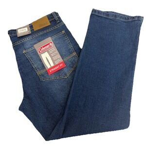 Coleman Men's Straight Fit Mid Blue Jeans Stretch Size 38X30 New